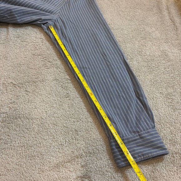 Todd Snyder Mens XL Blue Stripe Band Collar Button Up Shirt Tailored Quality - Picture 10 of 14